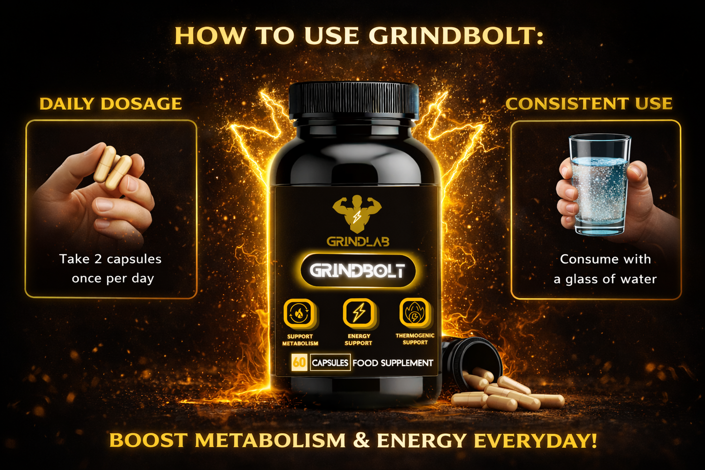GrindBolt 60 Capsules - Food Supplement